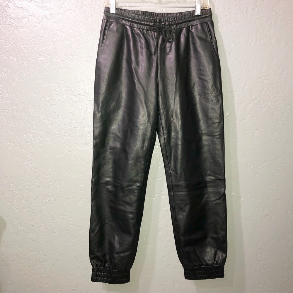 Vegan leather two pocket joggers